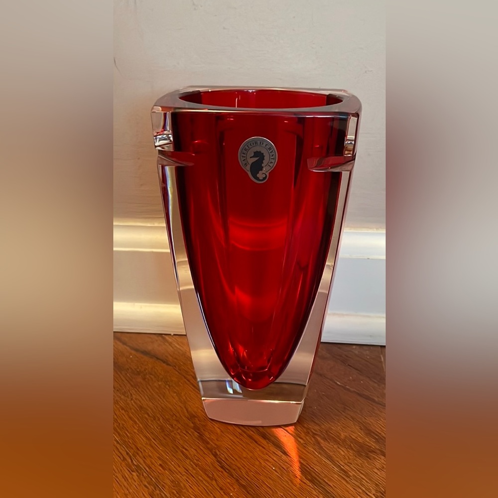 Waterford crystal red Metra Vase
